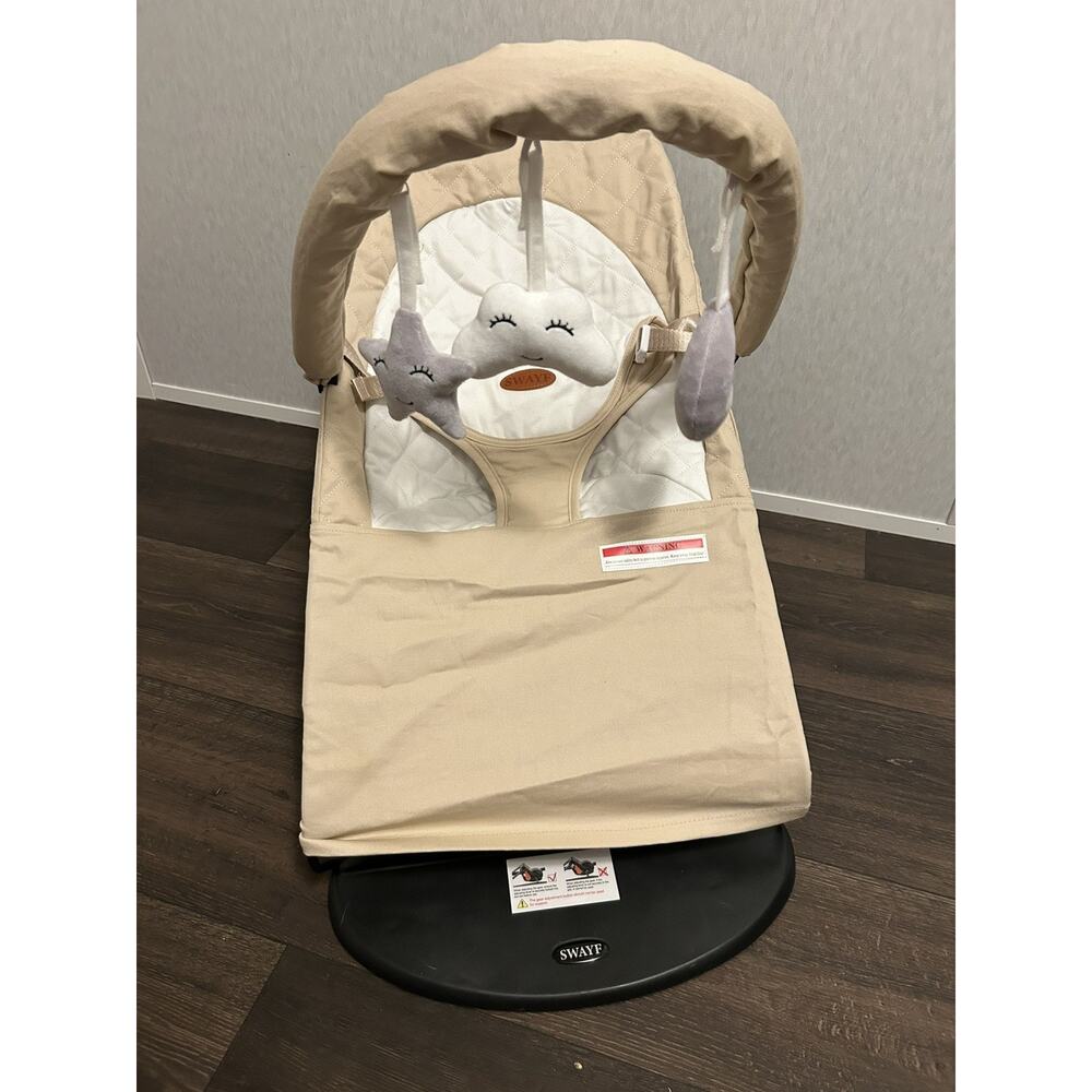 SWAYF Baby Bouncer 0–18 Months 7.7–33 lbs Cotton Seat Beige CPC Certified - Picture 6 of 8